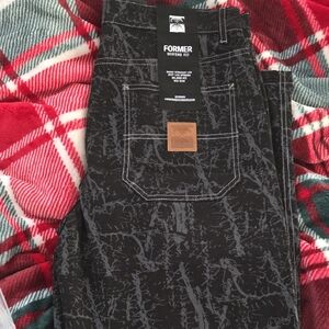 Former Men's Distend Fit Black Patterned Pants
